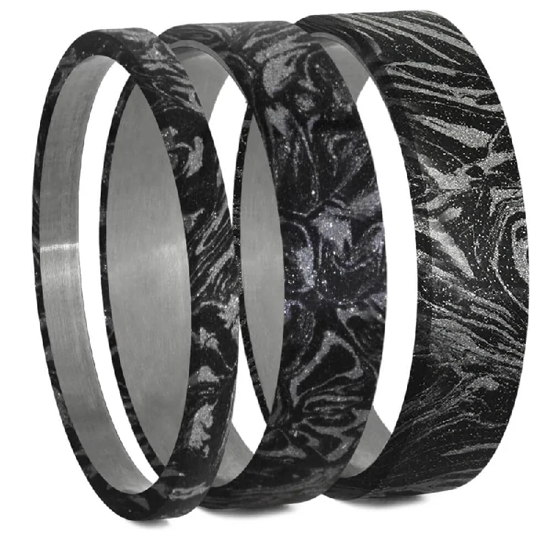 Black & White Mokume Gane Inlay Components for Modular Rings