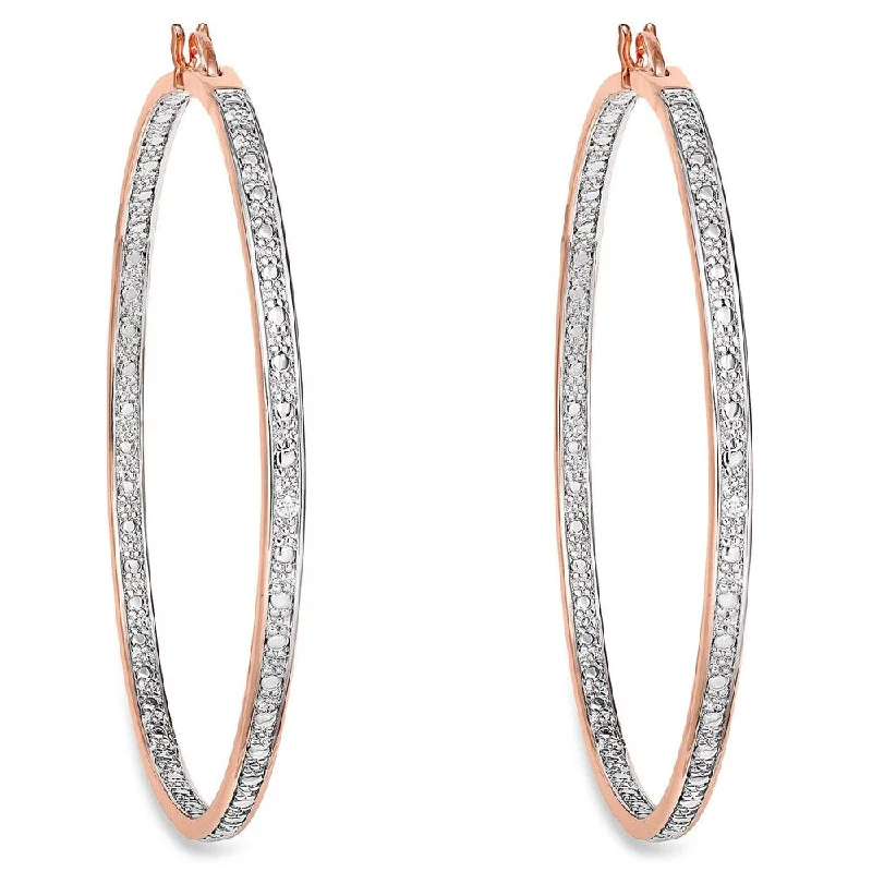 Finesque Rose 14k Gold Overlay Diamond Accent Micro Hoop Earrings