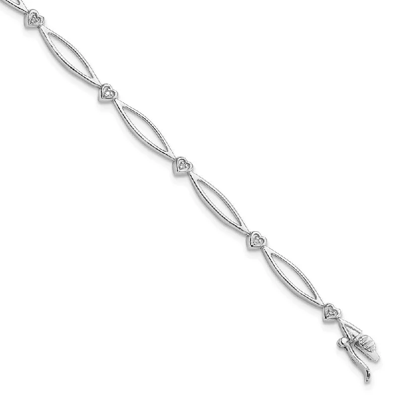 Diamond Heart Loop Tennis Bracelet in Sterling Silver -7 Inch