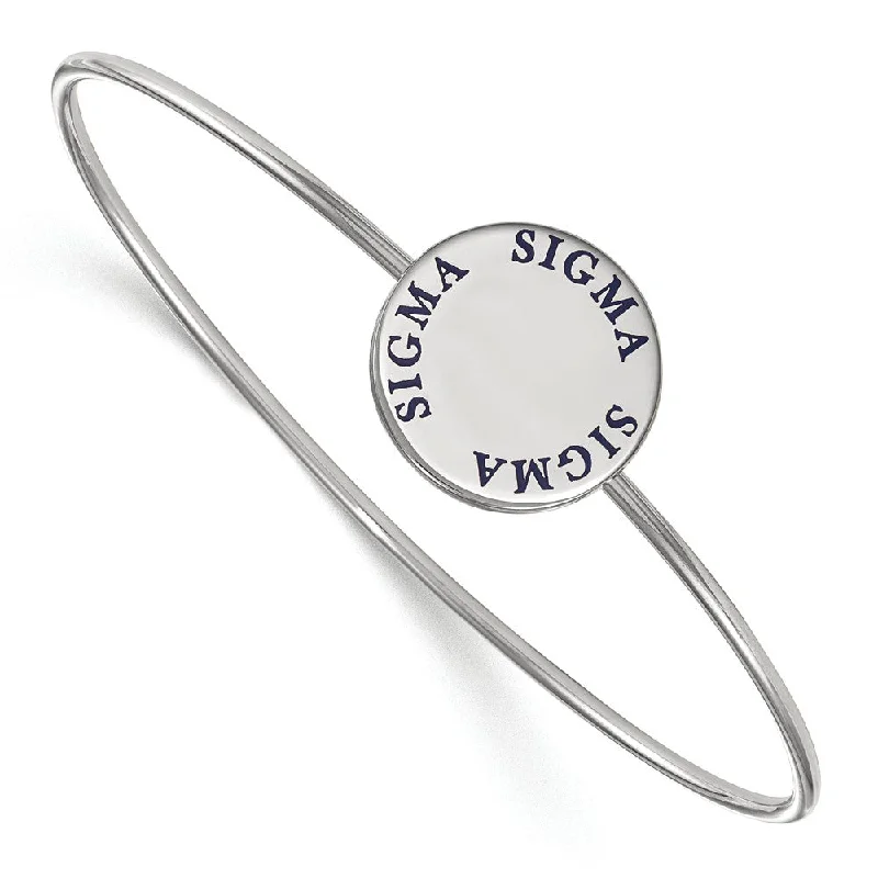 Sterling Silver Sigma Sigma Sigma Enamel Blue Letters Bangle - 6 in.