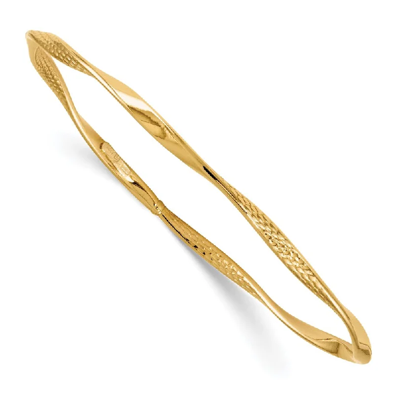 3mm 14k Yellow Gold Twisted Slip-on Bangle Bracelet