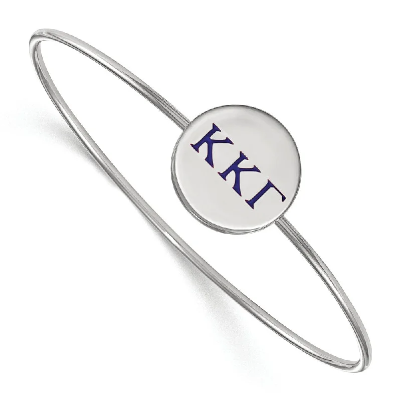 Sterling Silver Kappa Kappa Gamma Enamel Greek Letters Bangle - 6 in.