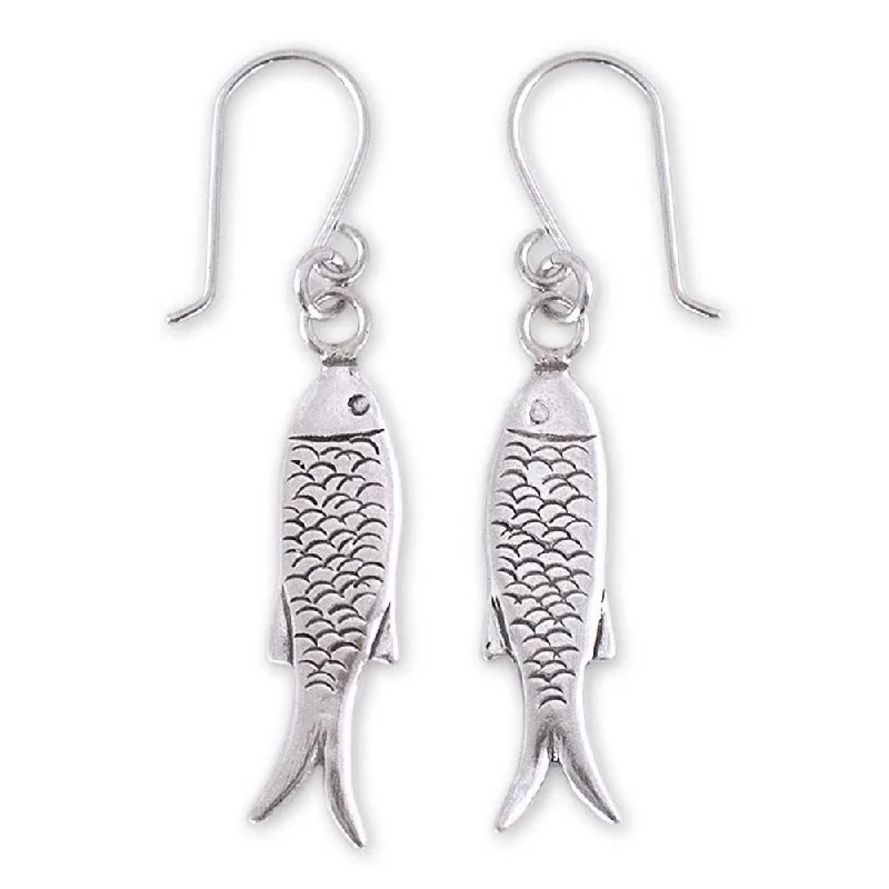 Handmade Sterling Silver 'Fish Wisdom' Earrings (Mexico)