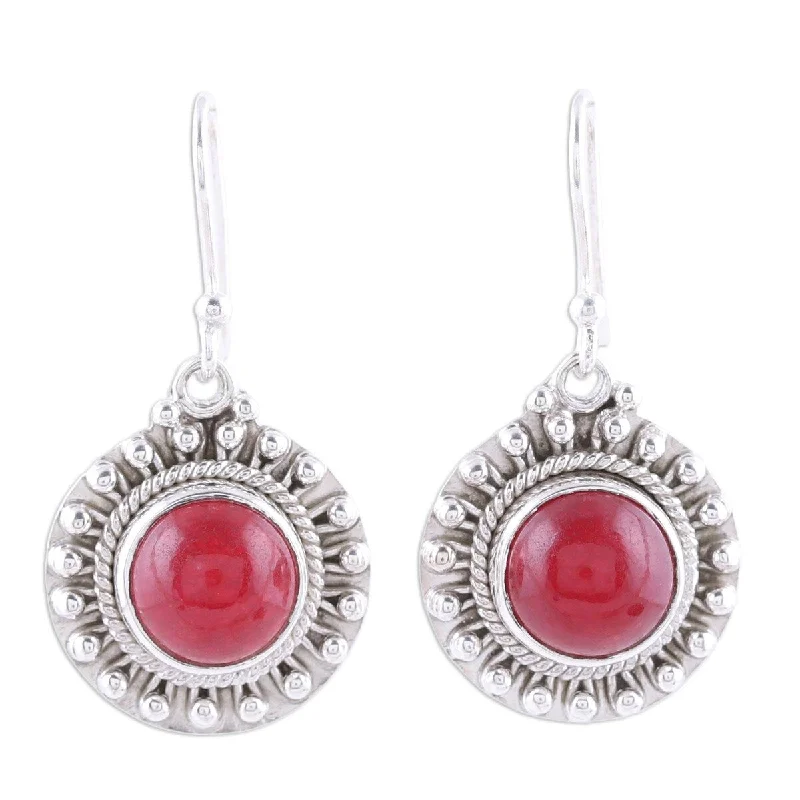 NOVICA Red Mystique, Jasper dangle earrings - 1.4L*0.8W