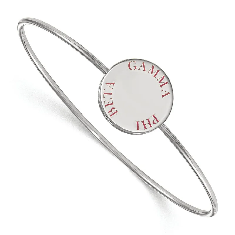 Sterling Silver Gamma Phi Beta Red Enamel Bangle - 8 in.