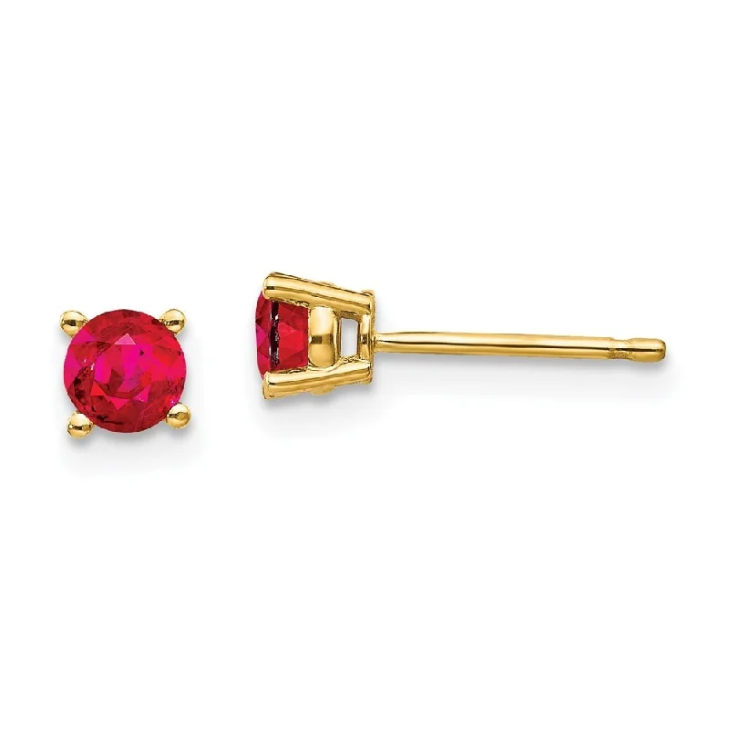 14k Yellow Gold Ruby Stud Earrings (L-4 mm, W-4 mm)