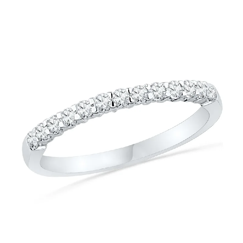 1/4 Carat Semi-Eternity Diamond Wedding Band, Silver or Gold