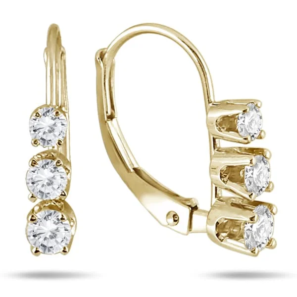 Marquee 10k Yellow Gold 1/2ct TDW Diamond 3-stone Drop Earrings (I-J, I2-I3)