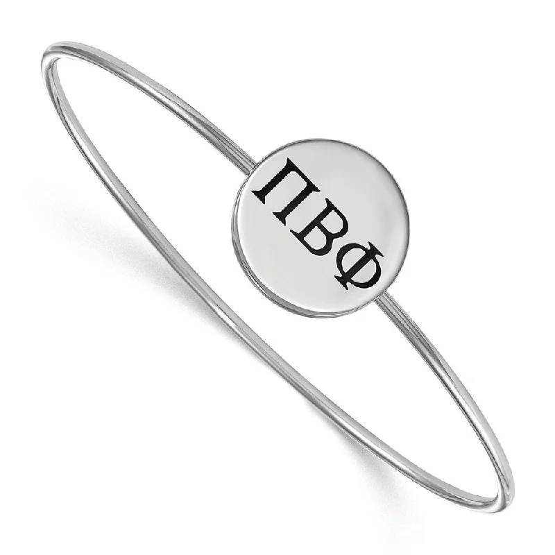 Sterling Silver Pi Beta Phi Enamel Greek Letters Bangle - 8 in.