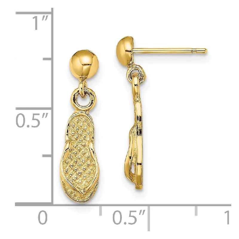 Diamond2Deal 14K Yellow Gold SINGLE FLIP-FLOP DANGLE EARRINGS (L-20 mm, W-5 mm)