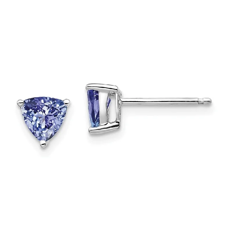 14k White Gold Tanzanite Stud Earrings (L-6 mm, W-6 mm)