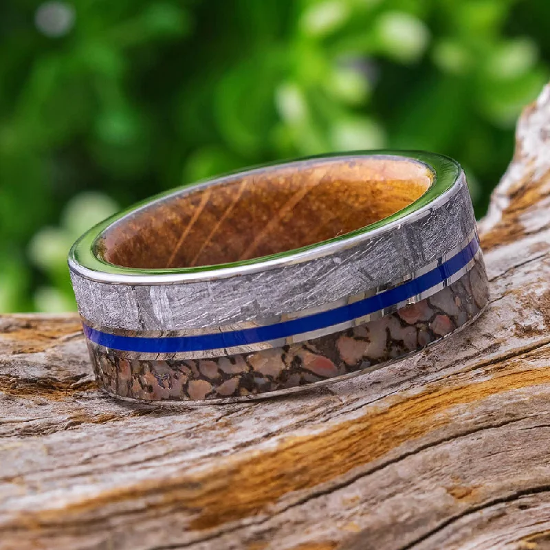 Unique, Men's Wedding Band with Whiskey Barrel Wood Inside