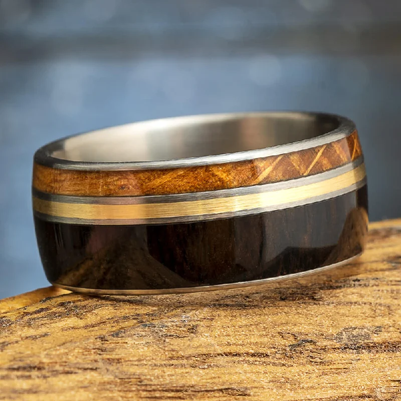 Whiskey Barrel, Blackwood Gold Pinstriped Ring