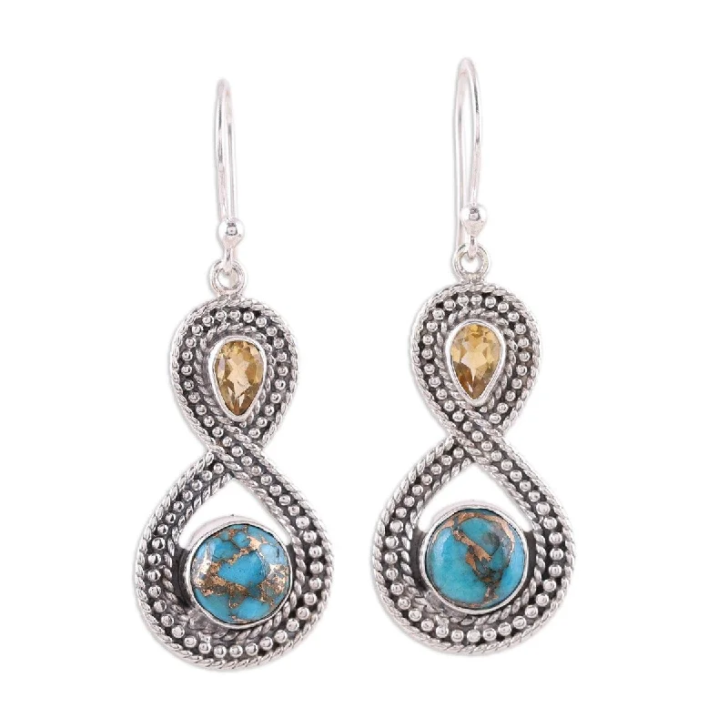 NOVICA Dazzling Infinity, Citrine dangle earrings - 1.9*0.6