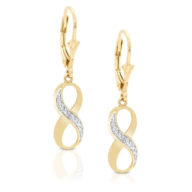 Finesque Yellow Gold over Silver Diamond Accent Infinity Earrings