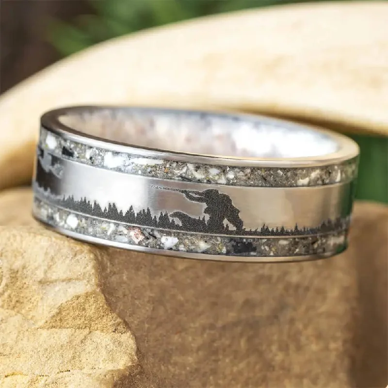 Hunting Dog Memorial Ring with Antler and Engraving