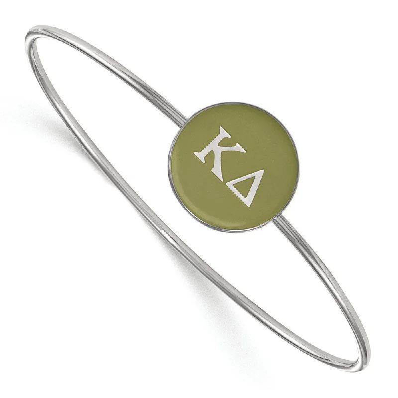 Sterling Silver Kappa Delta Green Enamel Greek Bangle - 8 in.