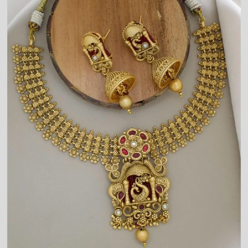 Manisha Jewellery Gold Plated Pota Stone Necklace Set