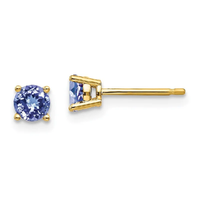 14k Yellow Gold Tanzanite Earrings (L-4 mm, W-4 mm)