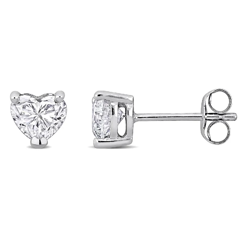 Created Forever 1ct TW Heart-Shaped Lab-Grown Diamond Stud Earrings in 14k White Gold