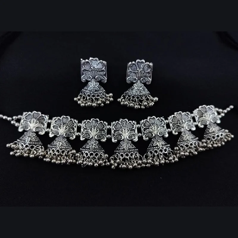 Pooja Bangles Oxidised Plated Choker Necklace Set