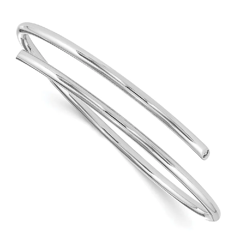 Rhodium Plated Sterling Silver & Diamond Bypass Bangle Bracelet