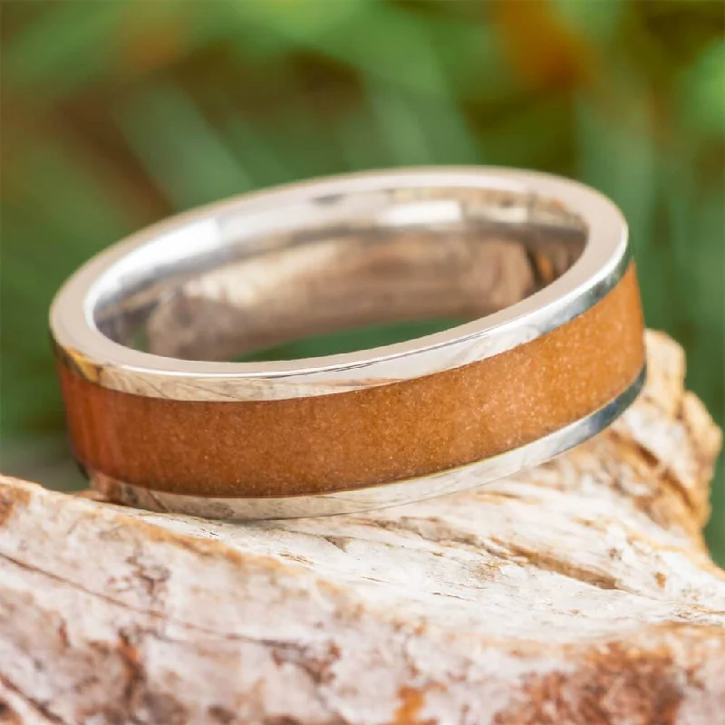 Orange Ring with Colored Sand Inlay in Titanium