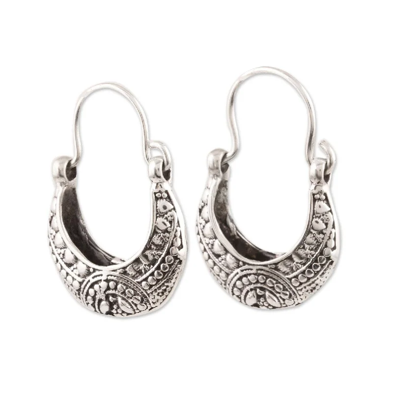 NOVICA Mystic Cradle, Sterling silver hoop earrings - 1*0.7