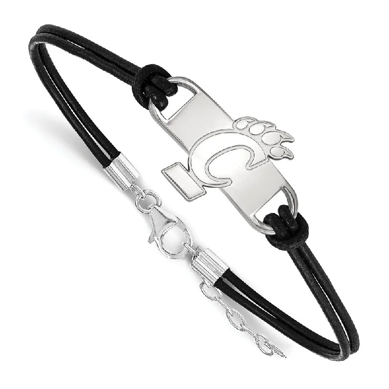 Sterling Silver U. of Cincinnati Sm Leather Bracelet, 7 Inch