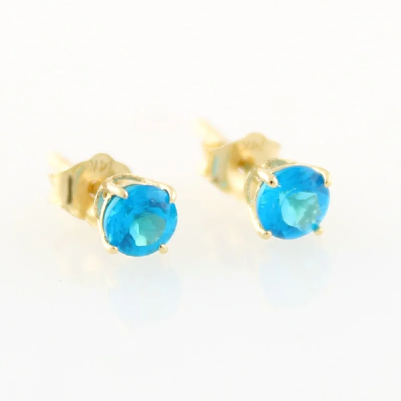 14k Yellow Gold Petite 4mm Round-cut Apatite Stud Earrings