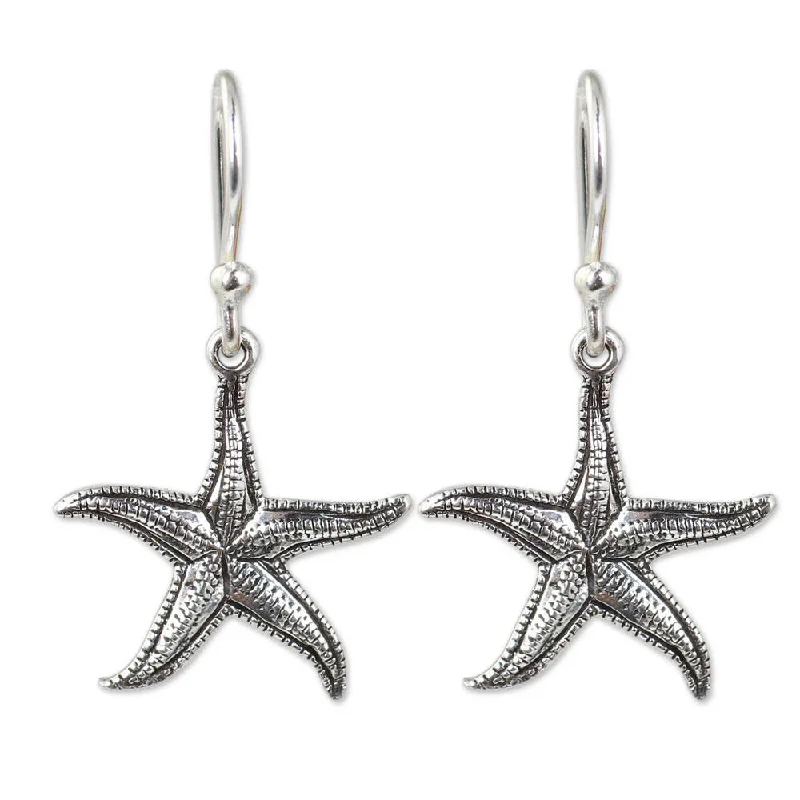 NOVICA Handmade Sterling Silver Starfish Earrings (Thailand)