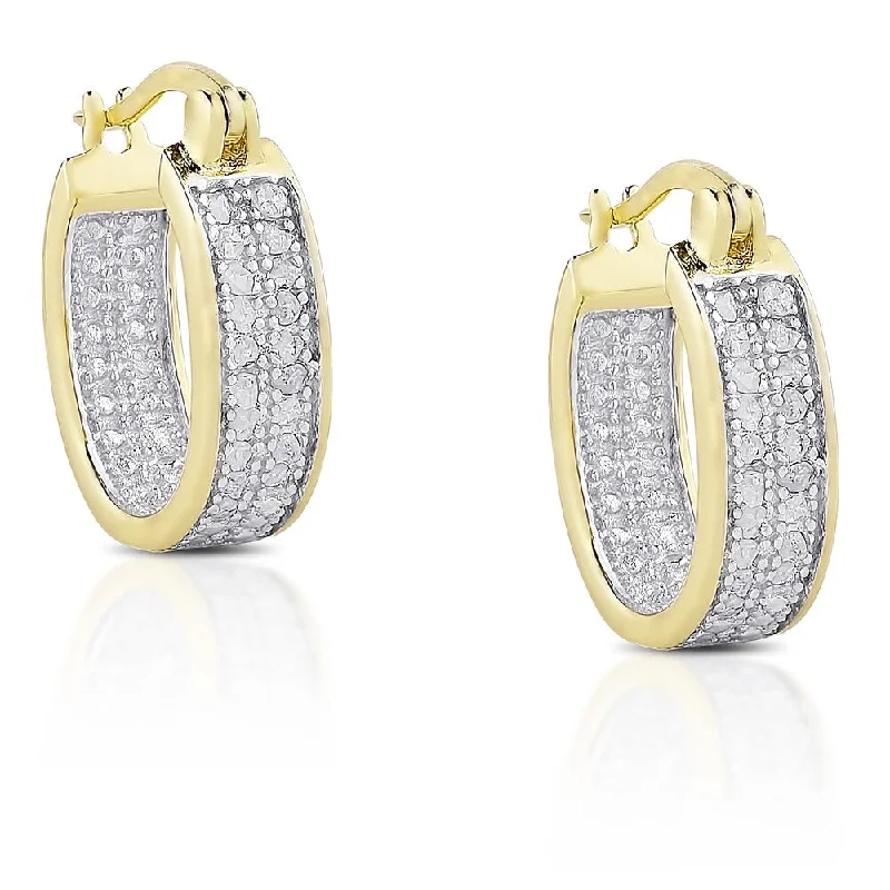 Finesque Sterling Silver Diamond Accent Hoop Earrings