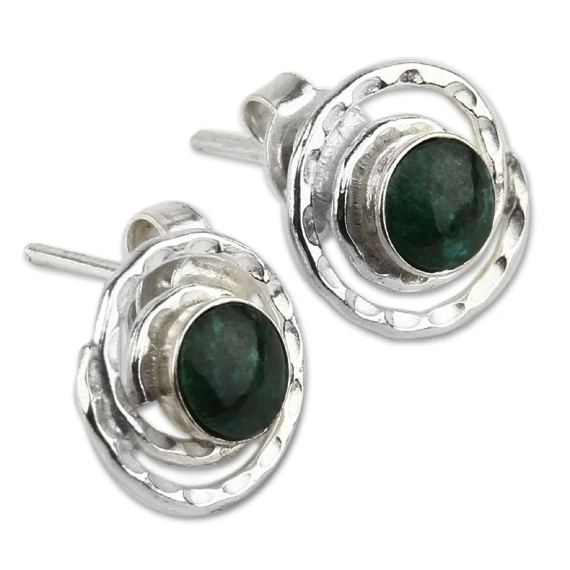 Sterling Silver 'Cuzco Aura' Chrysocolla Earrings