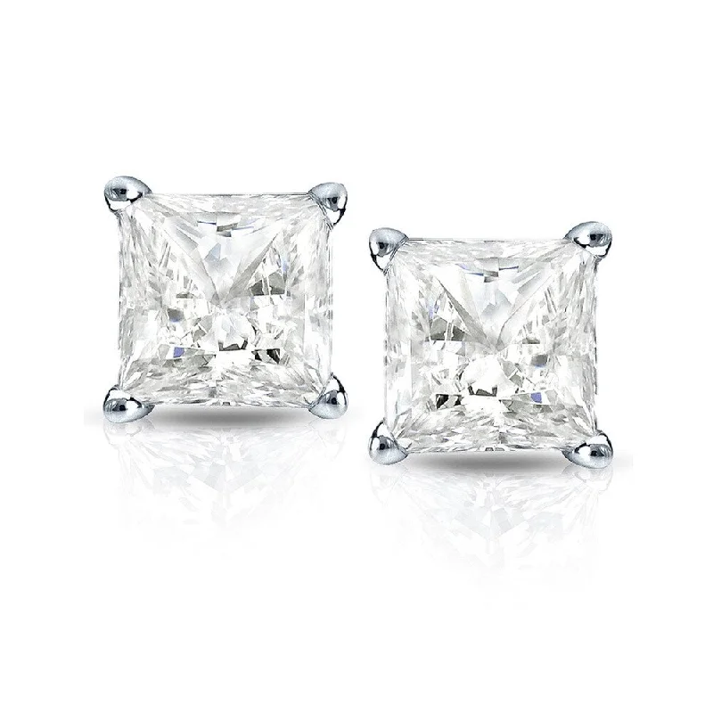 Auriya 3/4ctw Princess-cut Diamond Stud Earrings 14k Gold Martini-set (I-J, I1-I2)