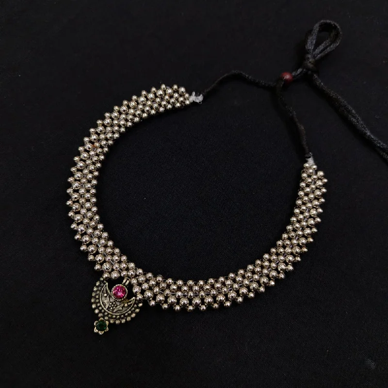 Pooja Bangles Oxidised Plated Choker Necklace Set