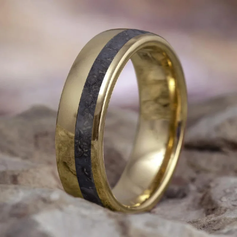 Solid Gold Dinosaur Wedding Band, 6mm Ring