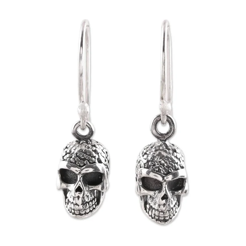 NOVICA Grinning Skulls, Sterling silver dangle earrings - 1.1*0.3