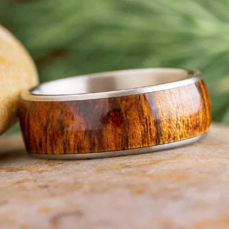 Exotic Rosewood Ring for Men in Titanium