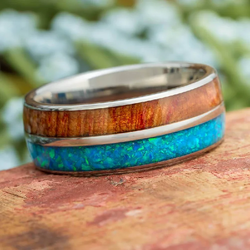 Opal & Ruby Redwood Men's Wedding Band