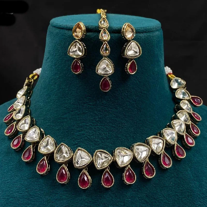 Royal Kundan Jewellery Gold Plated Crystal Stone Necklace Set