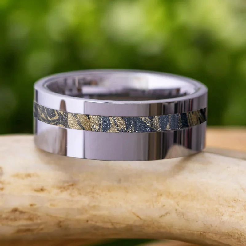 Tungsten Men's Wedding Band with Composite Mokume Gane