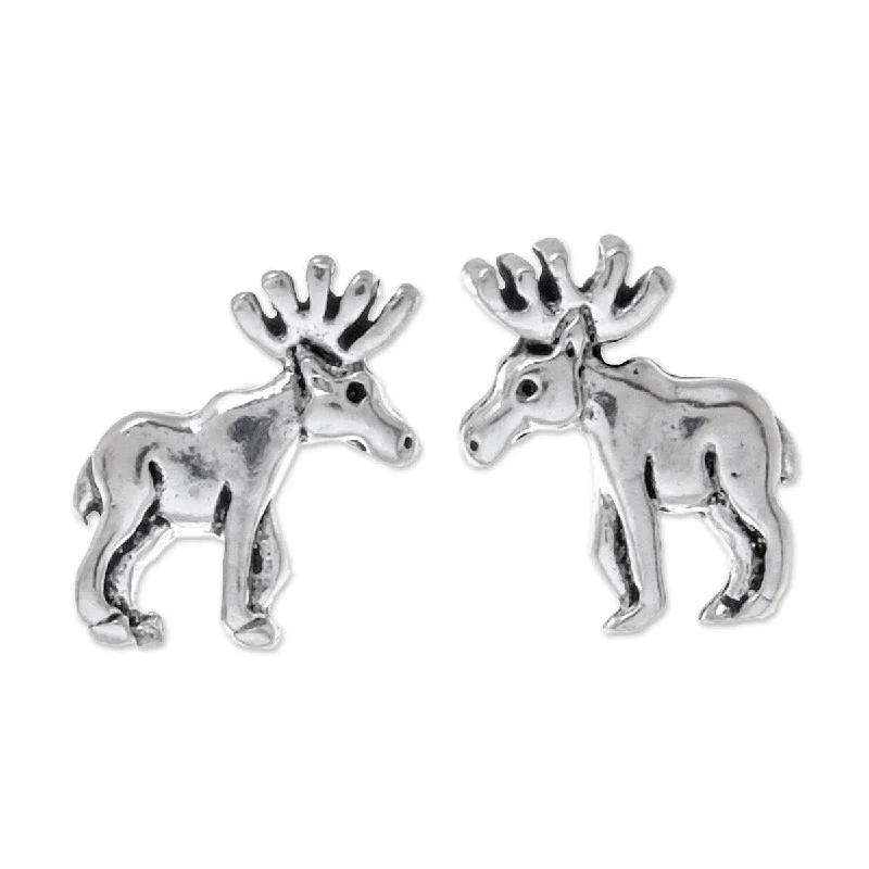 NOVICA Moose, Sterling silver stud earrings - 0.4*0.3