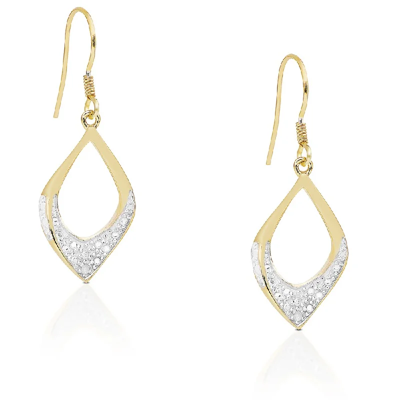 Finesque Gold Over Silver or Sterling Silver Diamond Accent Dangle Earrings