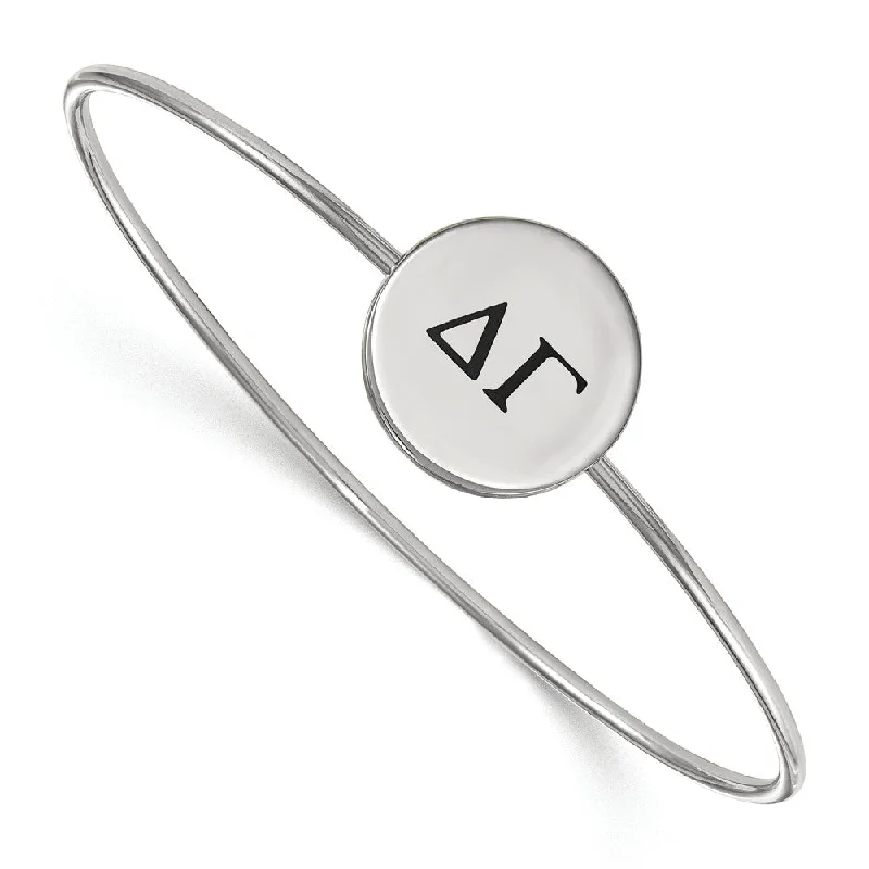 Sterling Silver Delta Gamma Enamel Black Greek Letters Bangle - 6 in.