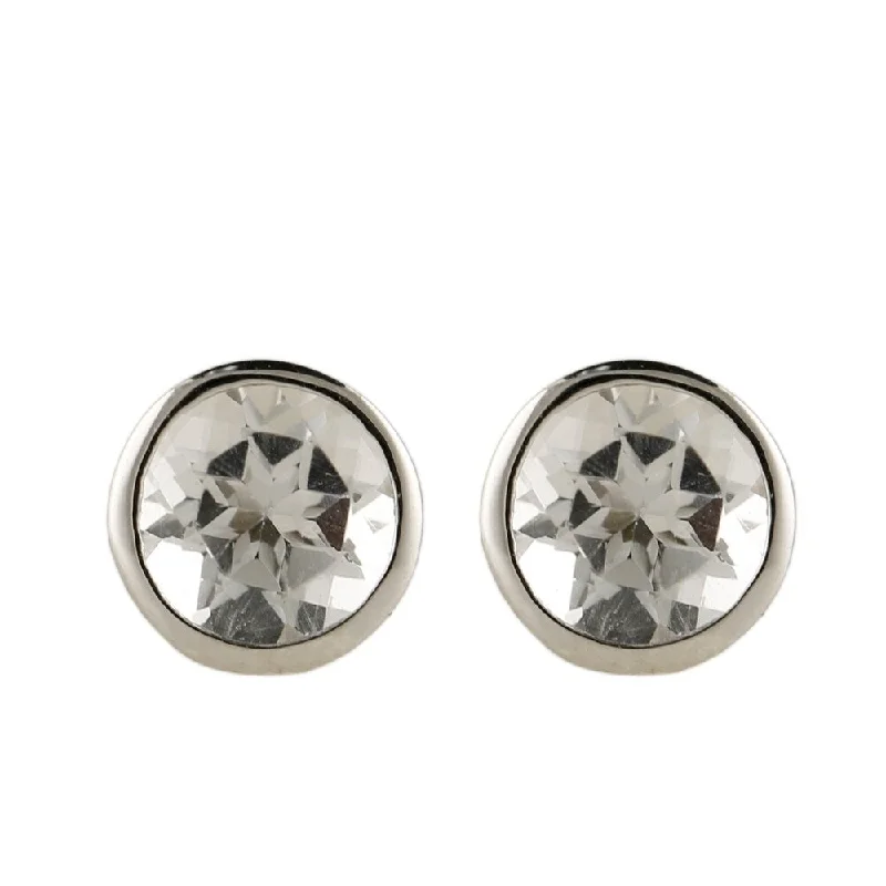 Rhodium over Sterling Silver Stud Earrings in Topaz