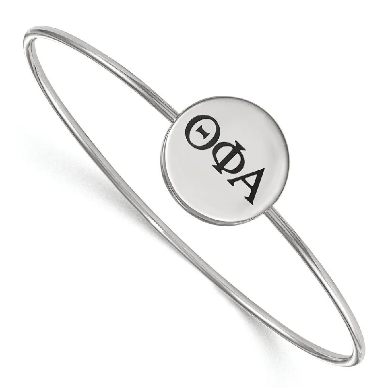 Sterling Silver Theta Phi Alpha Enamel Greek Letters Bangle - 6 in.