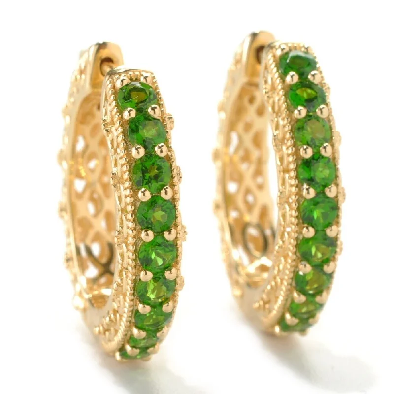 1" Nine-Stone Scrollwork Diopside Hoop Earrings