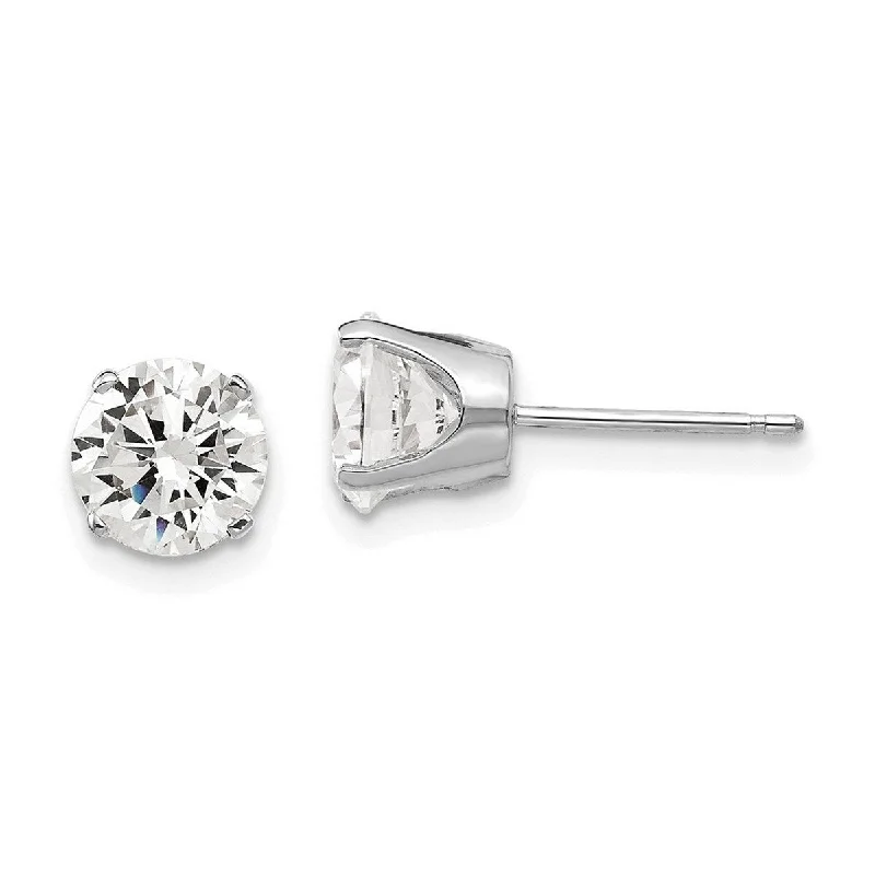 Curata 14k White Gold Polished Post Earrings 6.5mm Cubic Zirconia Stud Earrings