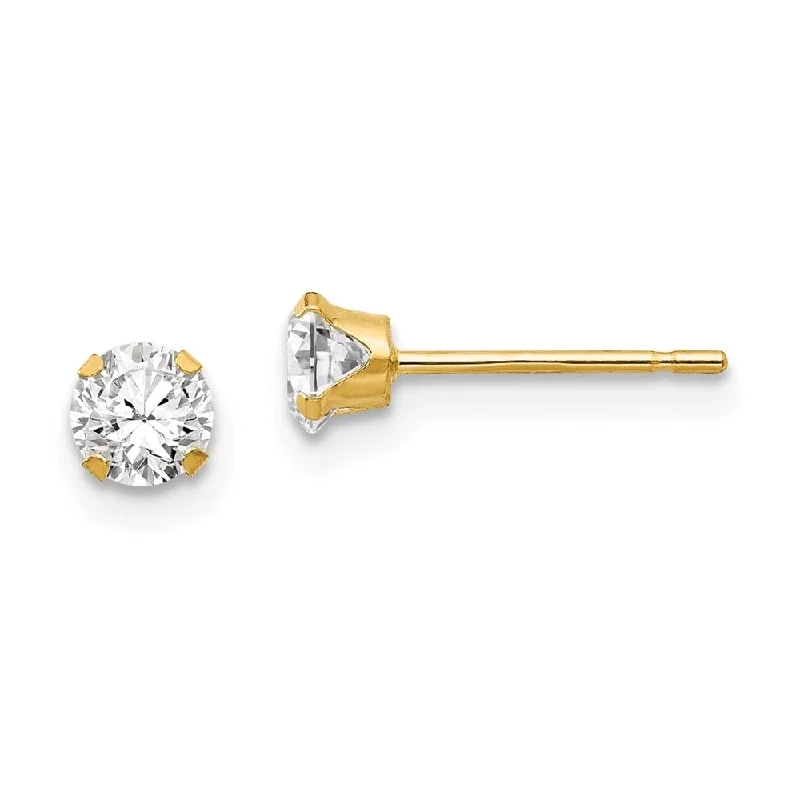 14k Yellow Gold Cubic Zirconia Stud Earrings (L-4 mm, W-4 mm)