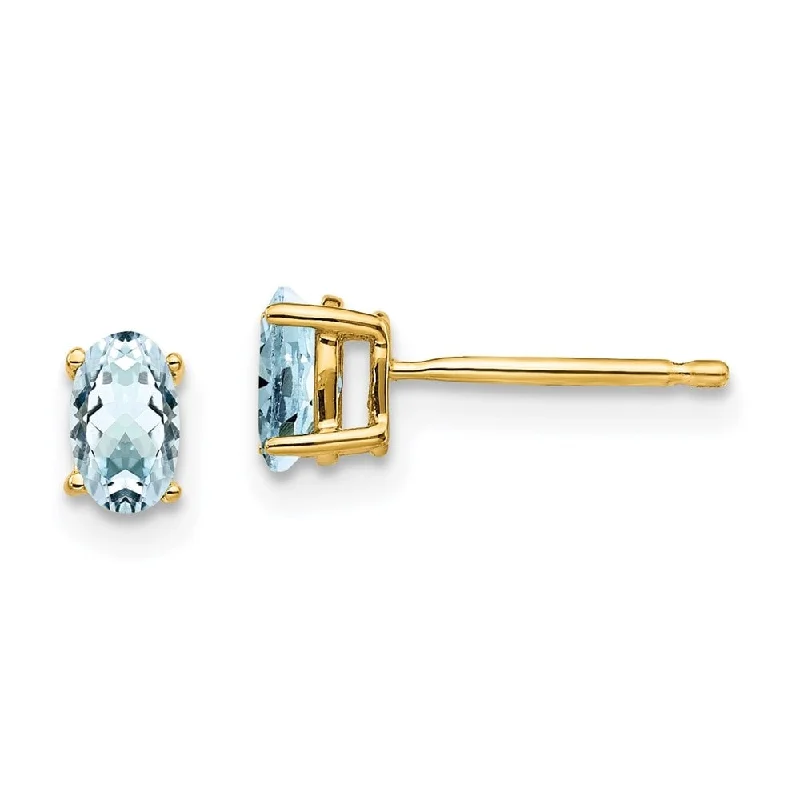 14k Yellow Gold Gemstone Stud Earrings (L-5 mm, W-3 mm)